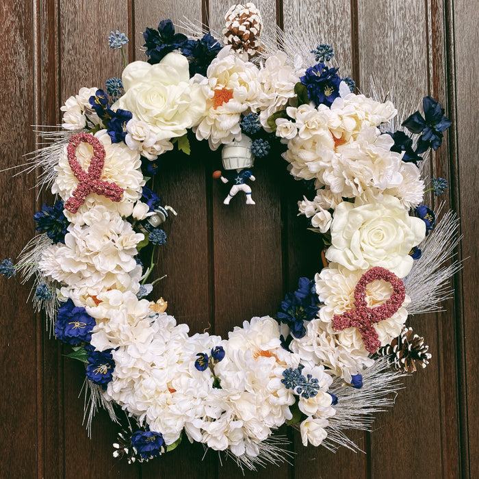 Custom Breast Cancer Awareness Wreath (15% of all proceeds will be donated to bcrf.org)