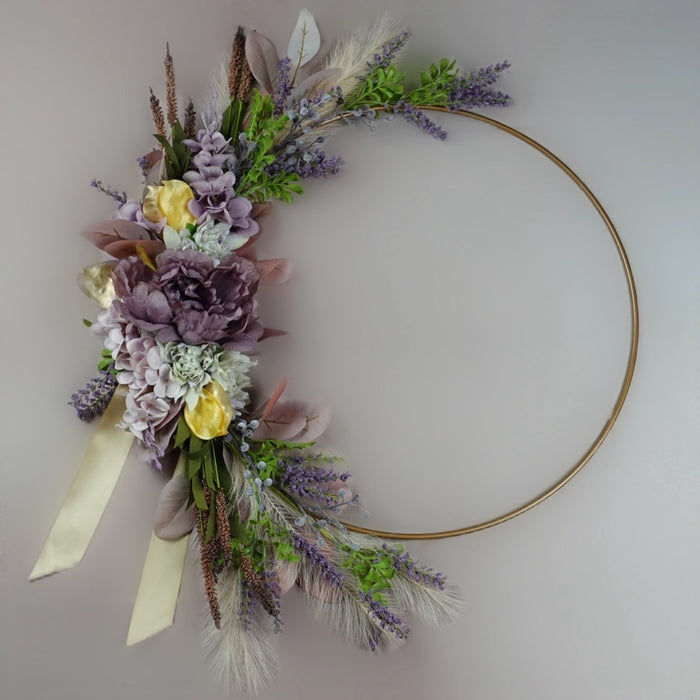 20" Custom Metal Rimmed Faux Floral Wreath