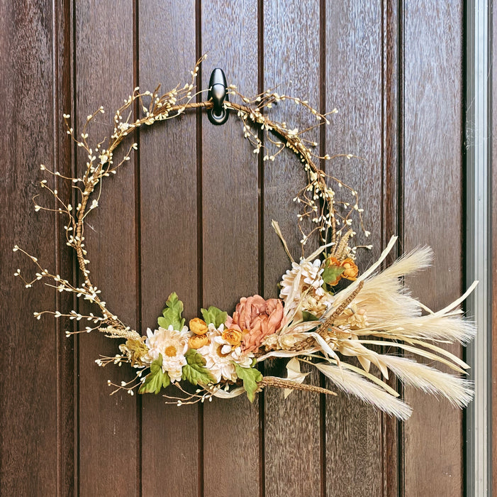 20" Custom Metal Rimmed Faux Floral Wreath