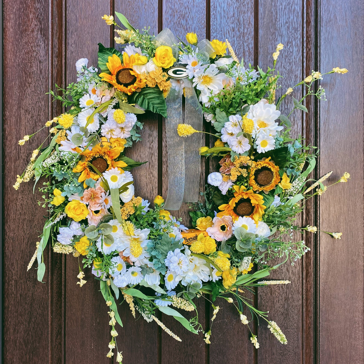  Packers Inspired Handmade Ribbon Wreath with lights : Handmade  Products