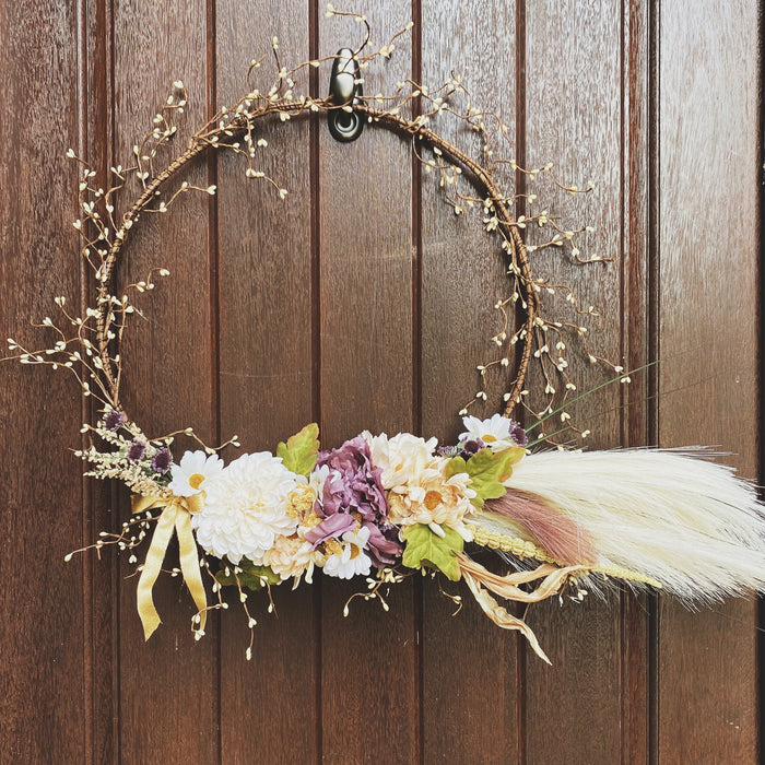 20" Custom Metal Rimmed Faux Floral Wreath